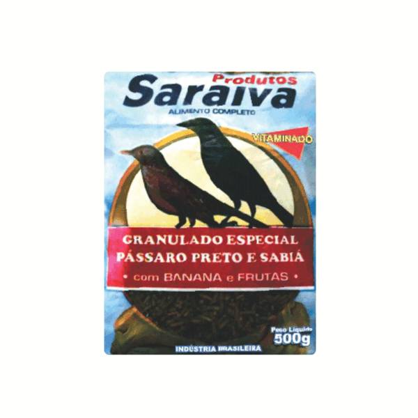 RACAO GRANUL SABIA/PASSARO SARAIVA PT 500G