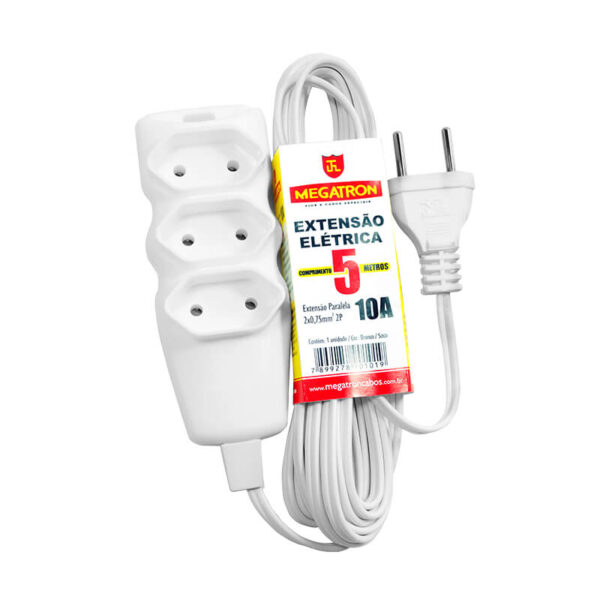 EXTENSAO 05M PL 2P 2X0,75 BCO MEGATRON