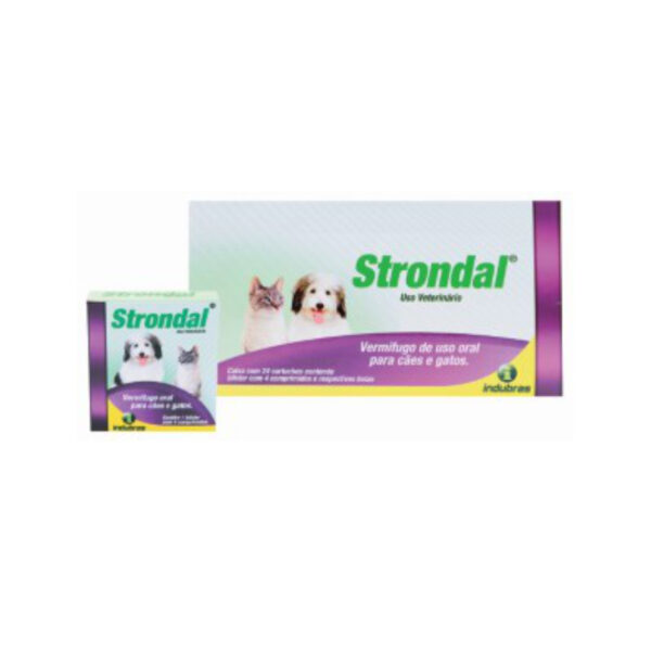 VERMIFUGO CAO/GATO STRONDAL 4CP COMPRI INDUBRAS IND084