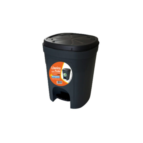 LIXEIRA LISA C/PEDAL 15L ANTARES PRETA