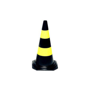 CONE SINALIZADOR 75CM PRETO/AMARELO PP PLASTCOR