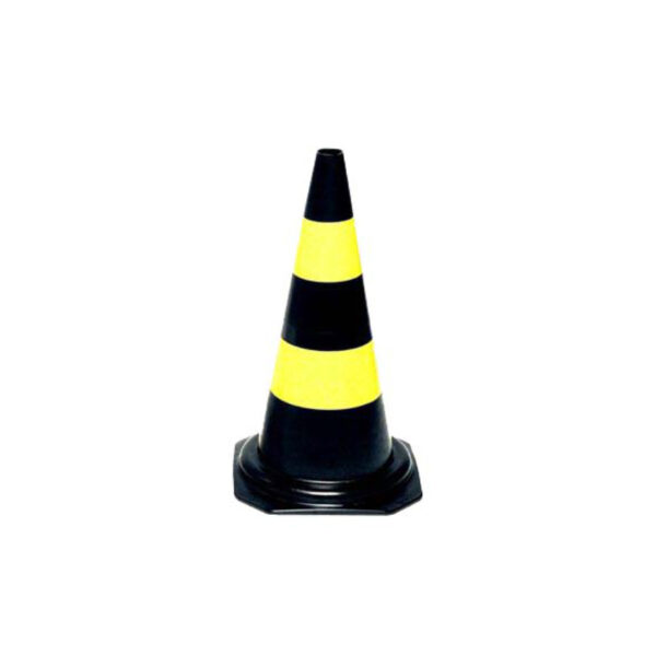 CONE SINALIZADOR 75CM PRETO/AMARELO PP PLASTCOR