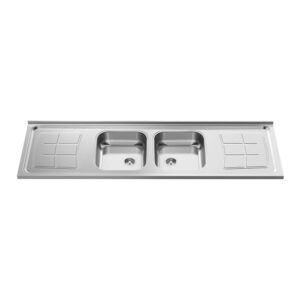 PIA INOX C/CONCRETO 180X56 DUPLA GHELPLUS