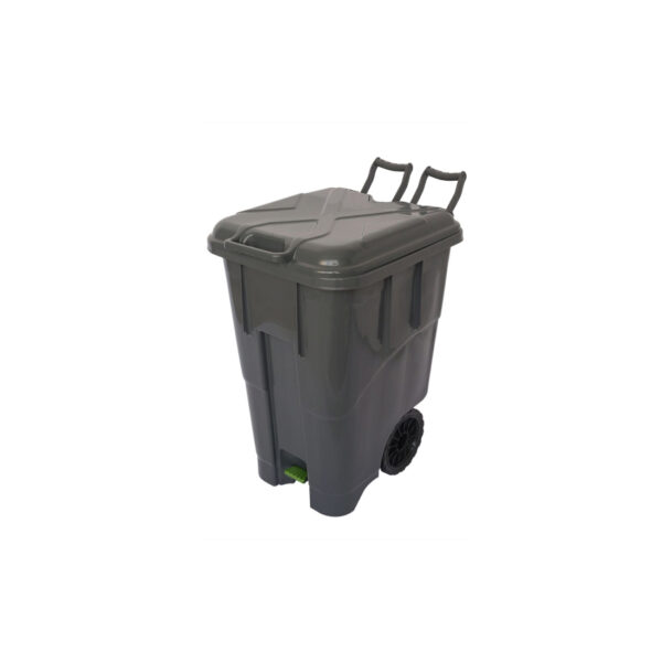 LIXEIRA COLETORA 90L PEDAL E RODAS CZA/PTO ANTARES
