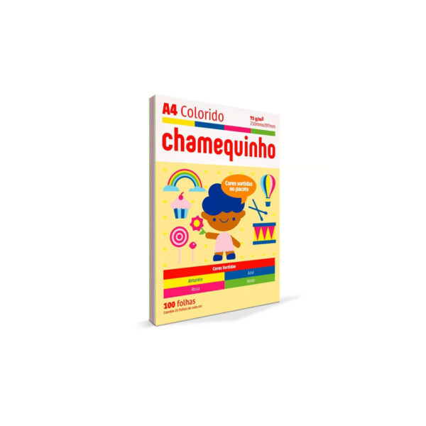 PAPEL A4 100 FLS CHAMEQUINHO CORES SORTIDAS CHAMEX