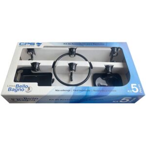 ACESSORIO BANHEIRO 5PCS ABS PTO/CROMO BELLO BAGNO