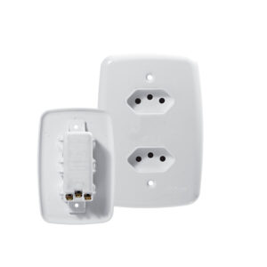 TOMADA DUPLA 2X4 BCA 10A LINHA FACIL PLUZIE