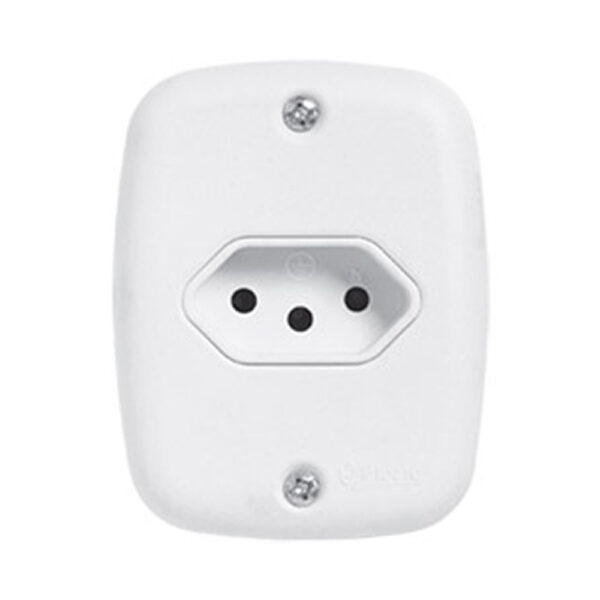 TOMADA SIMPLES C/PL 2X4 BCA 20A SOBREPLUS PLUZIE