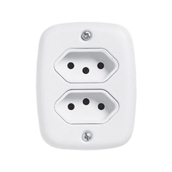 TOMADA DUPLA C/PL 2X4 BCA 20A SOBREPLUS PLUZIE